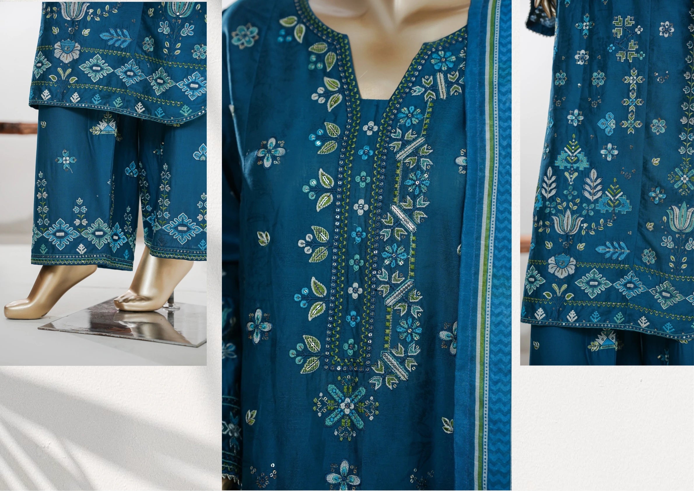 Premium Embroidered 3-Piece Pakistani Suit