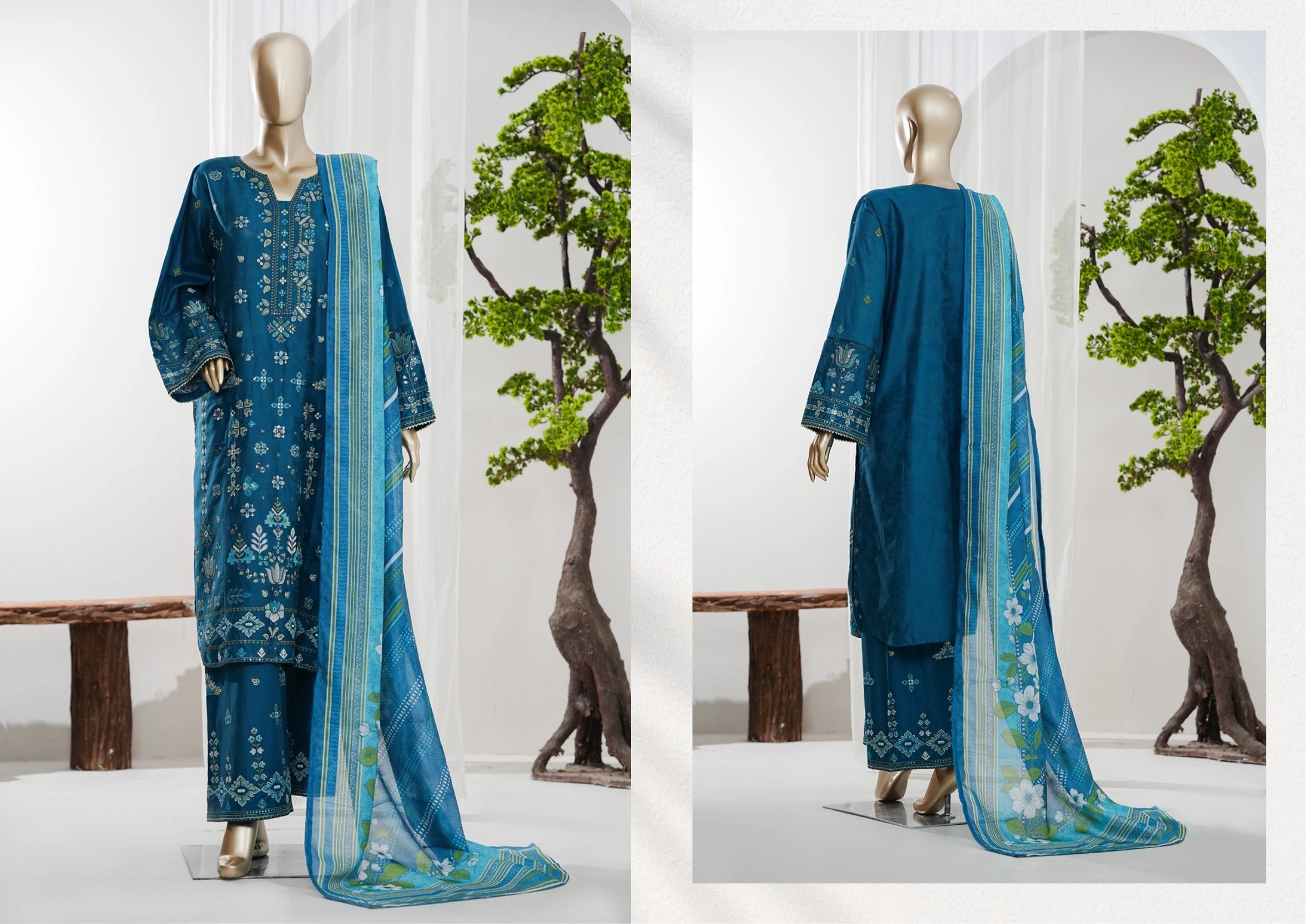 Premium Embroidered 3-Piece Pakistani Suit