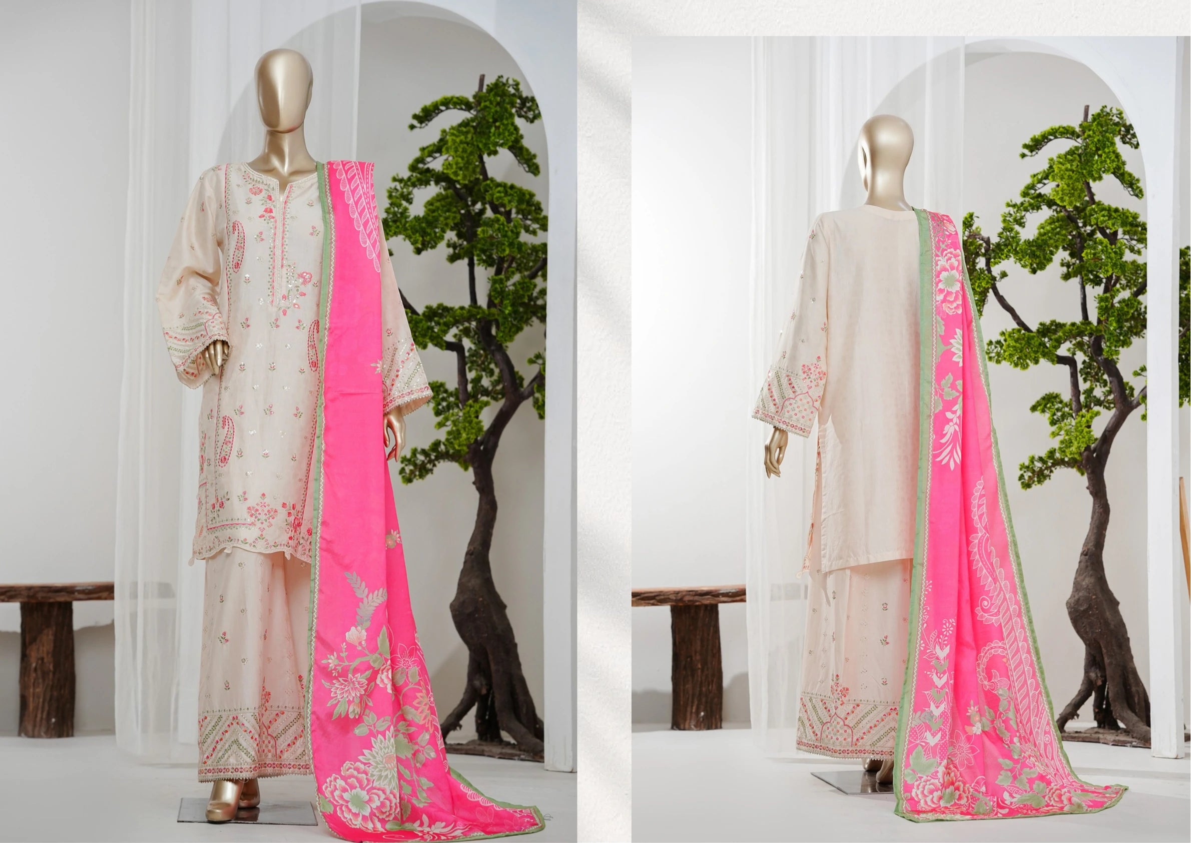 Premium Embroidered 3-Piece Pakistani Suit
