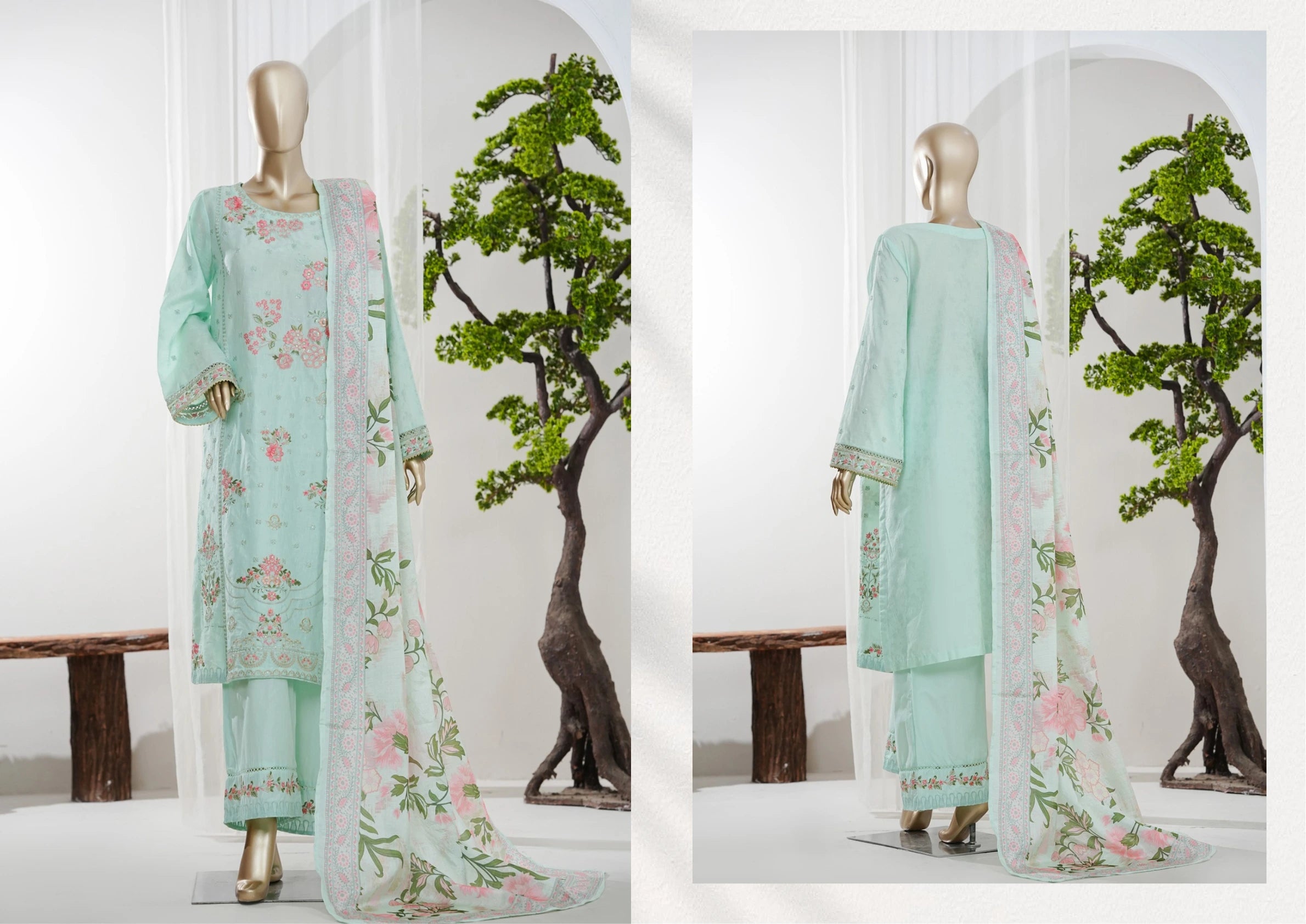 Premium Embroidered 3-Piece Pakistani Suit