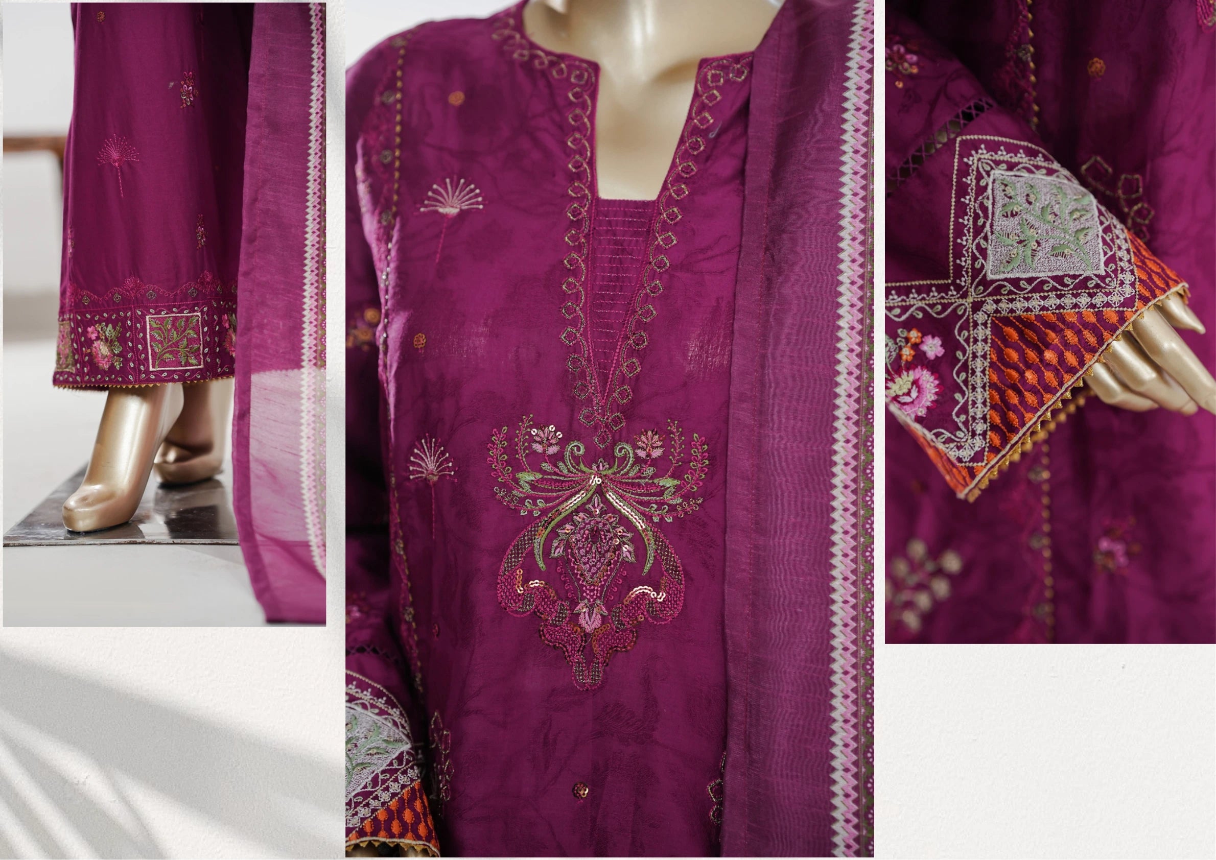 Premium Embroidered 3-Piece Pakistani Suit