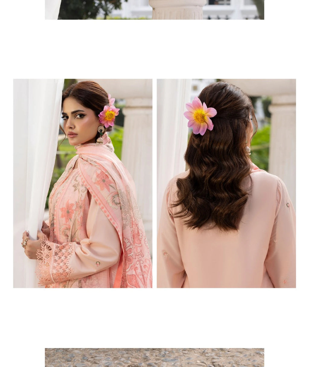 Premium Blush Pink Embroidered Lawn 3-Piece Suit