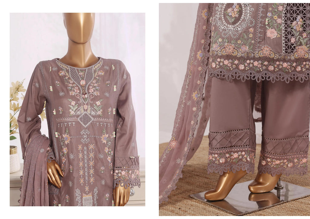 Luxury Dusty Mauve Embroidered 3 Piece Suit
