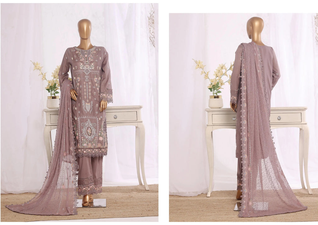 Luxury Dusty Mauve Embroidered 3 Piece Suit