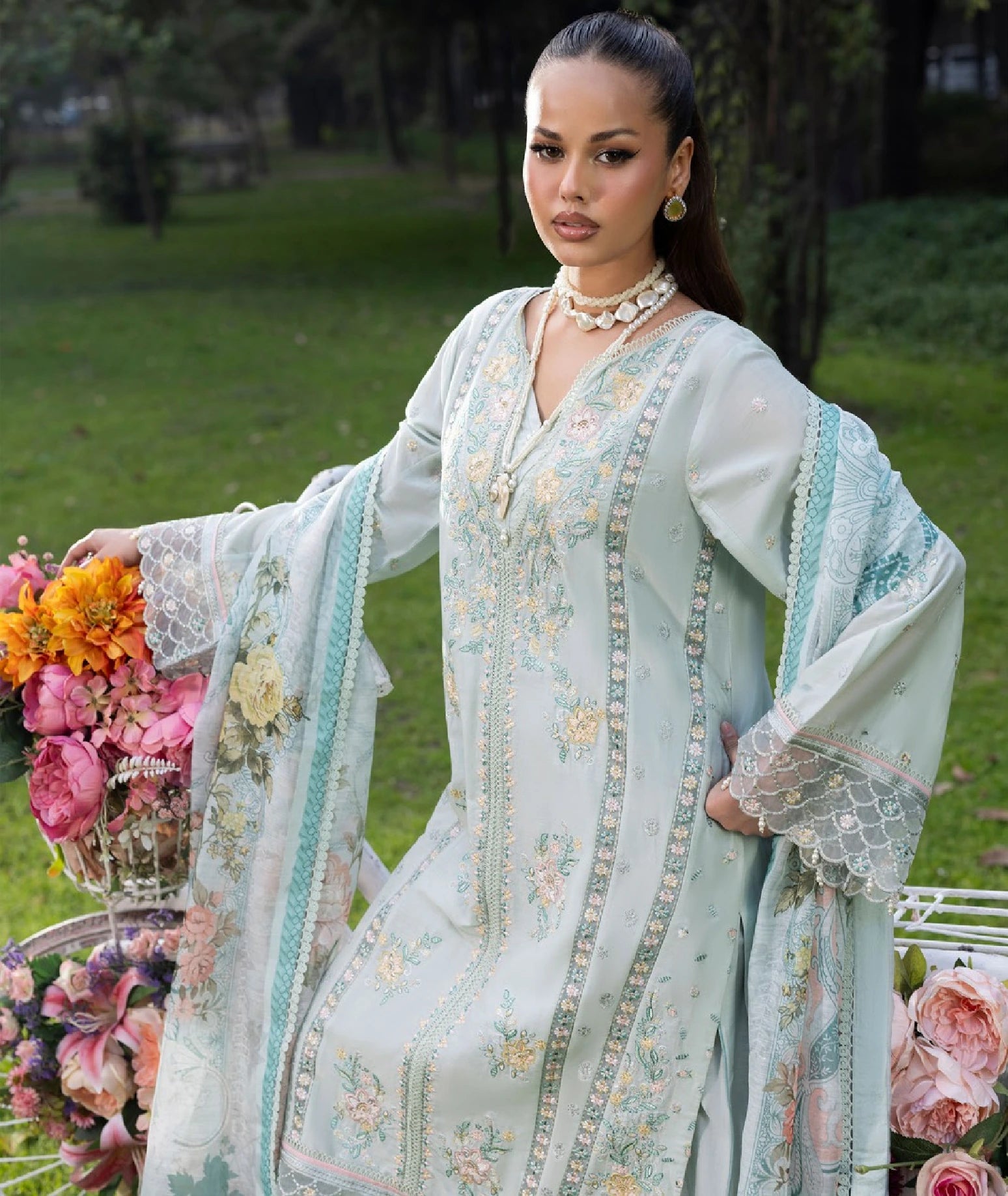 Floral Printed Lawn Suit | Premium Pakistani Fashion