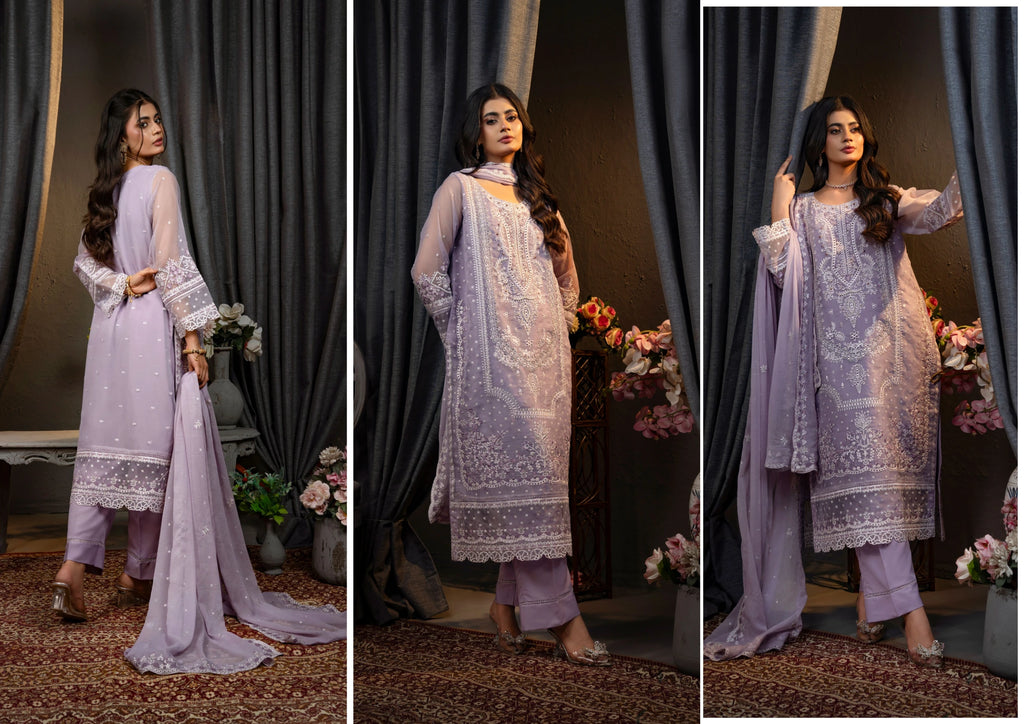 Luxury Plum Embroidered 3 Piece Suit
