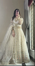 Ivory Luxury Embroidered Bridal Maxi with Organza Dupatta