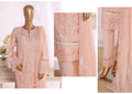 Luxury Peach Pink Embroidered 3 Piece Suit