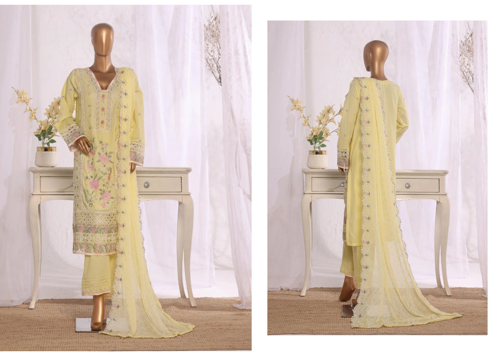 Luxury Yellow Embroidered 3 Piece Suit