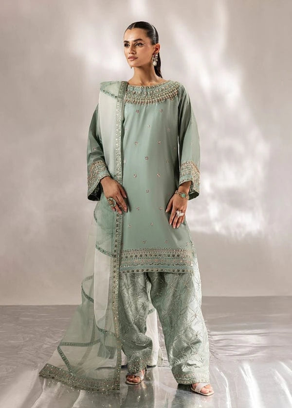 Sage Green Luxury Embroidered 3 Piece Suit